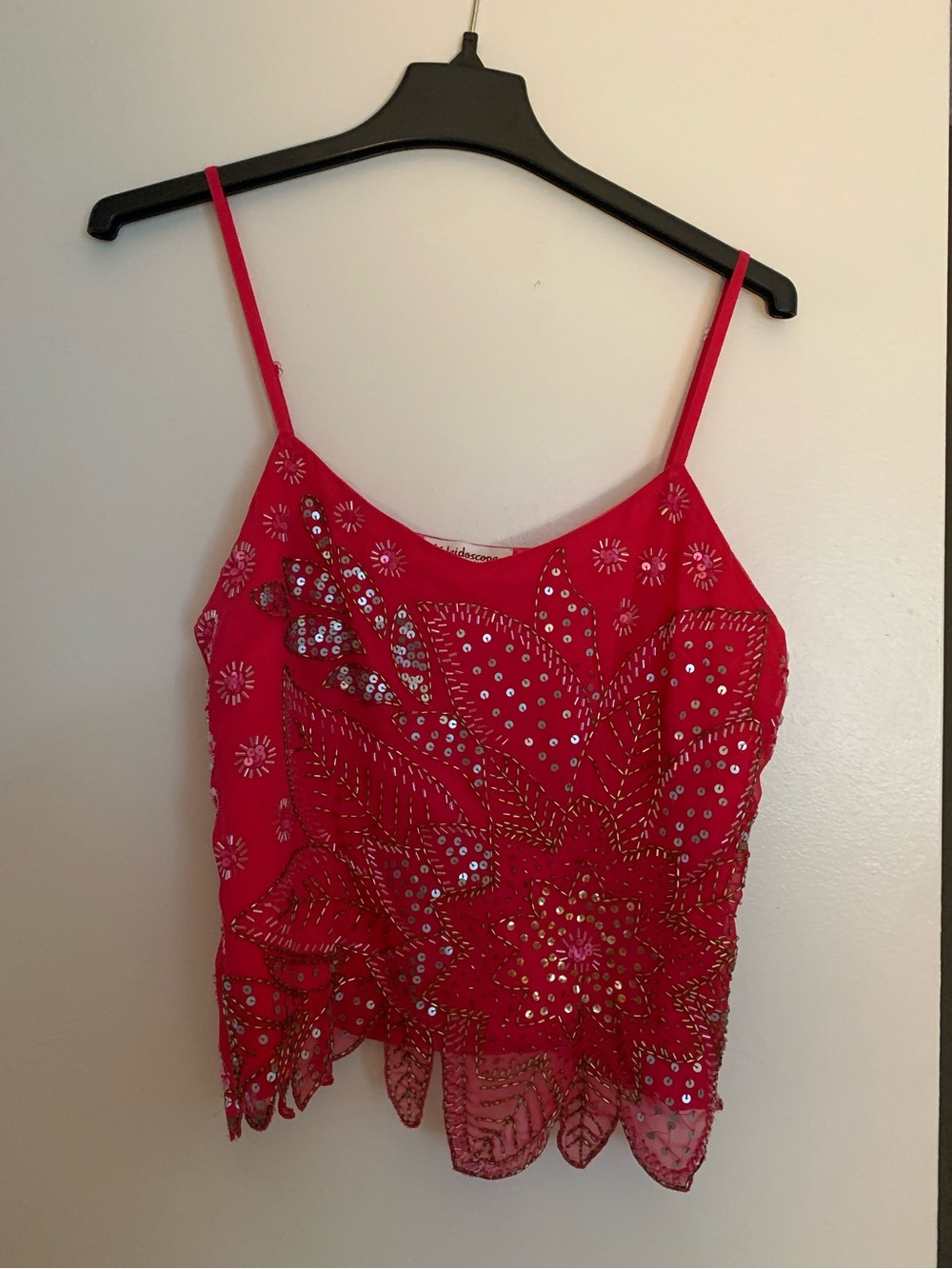 Beaded Sequin Embellished Spaghetti Strap Tank Top Size M/L